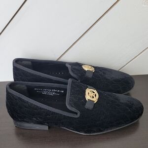 STACY ADAMS Mens 9.5 Valet Velour Bit Slip-on Loafer, Black